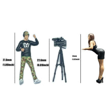 Load image into Gallery viewer, 1/64 Scale Figures Trendy Photographer and Fashion Sexy Lady Cast Alloy Car Static State Character Model Miniature Dioramas