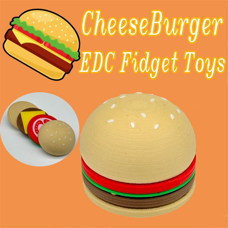 Novel Cheeseburger Fidget Slider Creative Cartoon Hamburger EDC Fidget Toys Stress Relief ADHD Toys Personalized Fridge Sticker