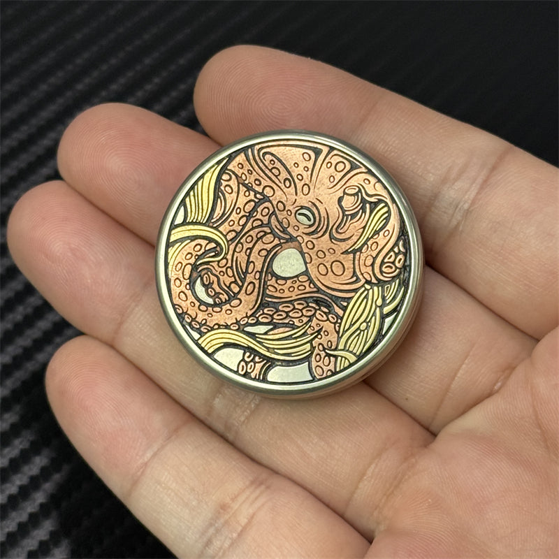 Creative Octopus Push Fidget Coin Cupronickel EDC Fidget Toys Fun Stress Relief Toys ADHD Anti-Anxiety Toys Office Relax Toys