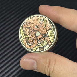 Creative Octopus Push Fidget Coin Cupronickel EDC Fidget Toys Fun Stress Relief Toys ADHD Anti-Anxiety Toys Office Relax Toys
