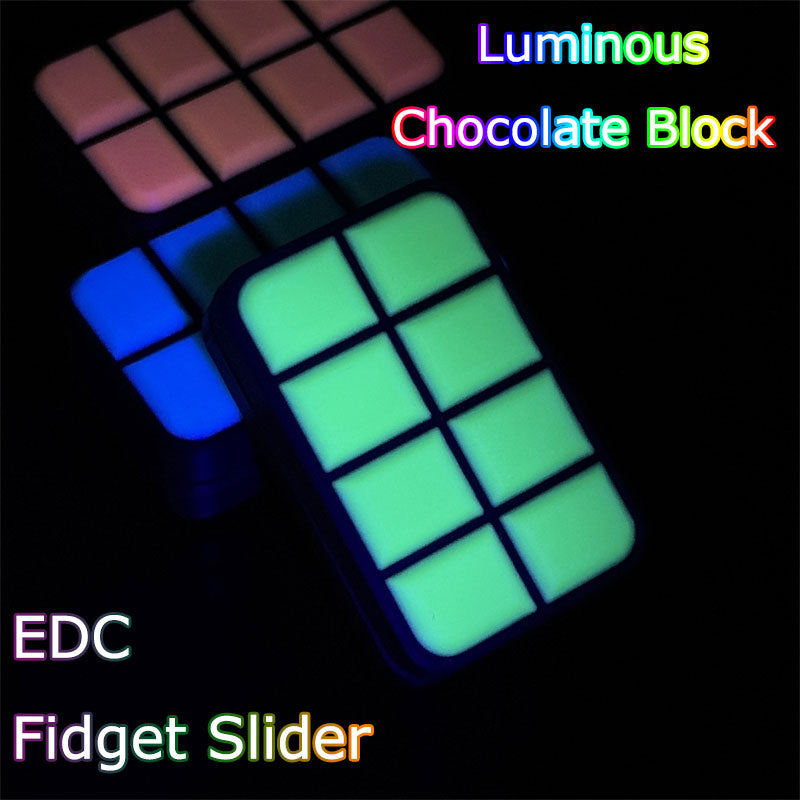 Luminous 3D Chocolate Block Fidget Toys EDC Plastic Push Fidget Slider Fun Stress Relief Relaxation Toy ADHD Anti-Anxiety Toy