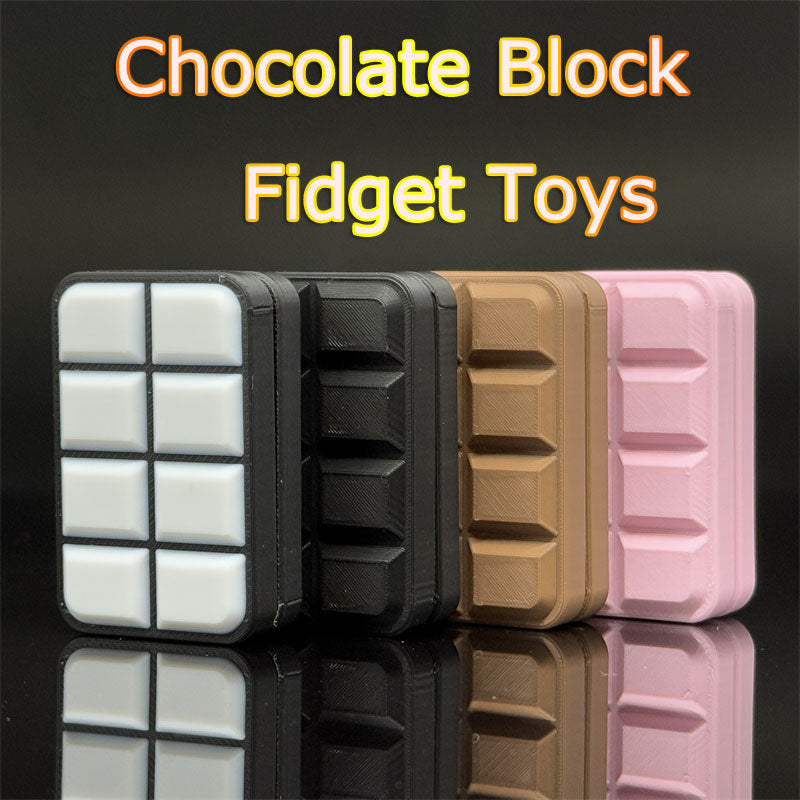 Novelty 3D Chocolate Block Fidget Toys EDC Plastic Push Fidget Slider Fun Stress Relief Relaxation Toy ADHD Anti-Anxiety Toy