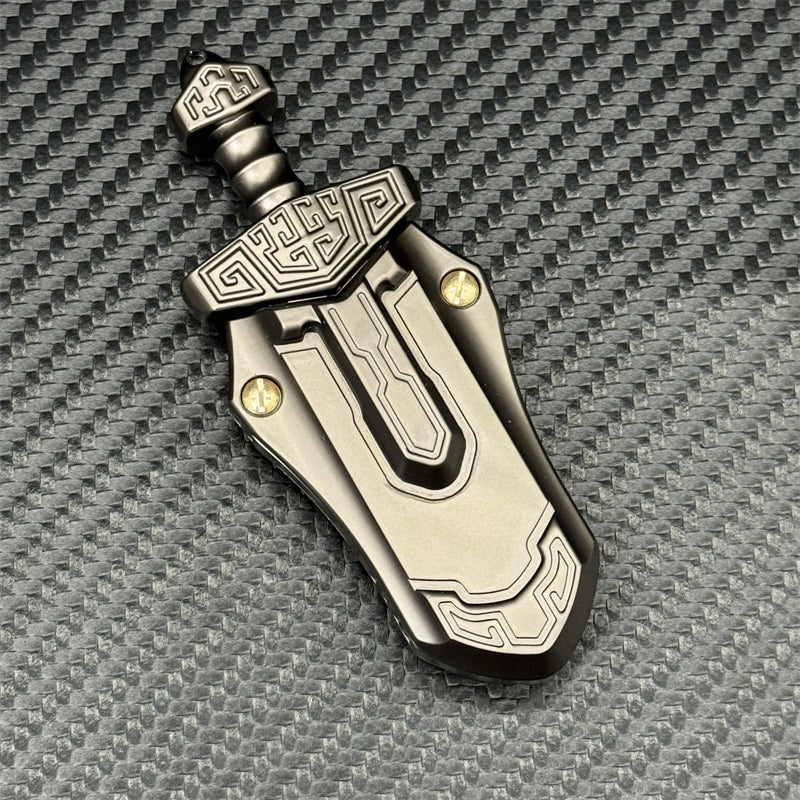 Exquisitely Carved Sword EDC Fidget Toy Stainless Steel Fidget Slider Fashion Stress Relief Toy Art Desktop Decoration Ornaments