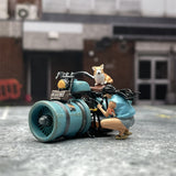 1/64 Scale Resin Model Space Motorcycle Sexy Repairwoman and Corgi Dog Figures Dioramas Diecast Alloy Car Miniature Collection