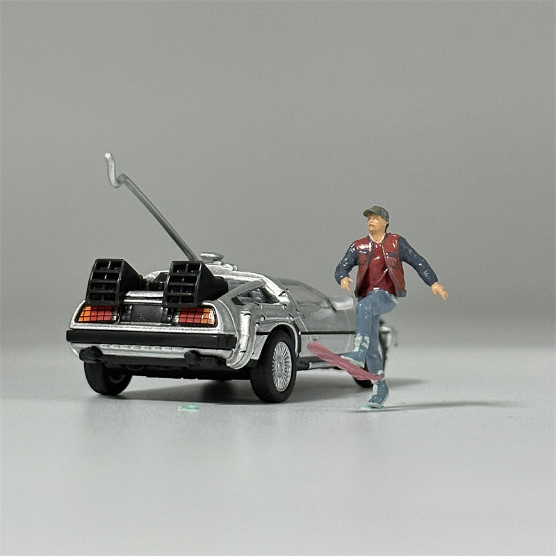 Classic 1/64 Scale Resin Model Back to the Future Skateboard Marty Figures Diecast Alloy Car Dioramas Miniature Collection