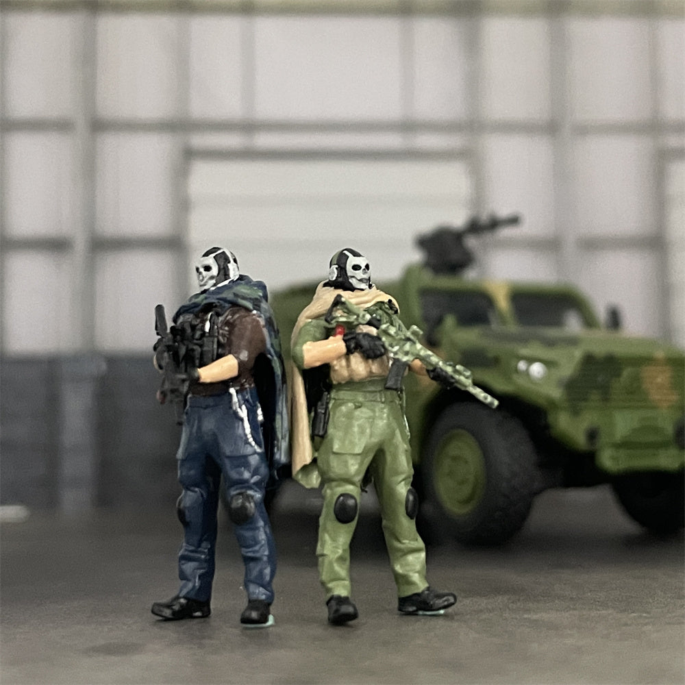 Classic 1/64 Scale Resin Model Anti-terrorist Soldier Ghost Simon Figures Dioramas Diecast Alloy Car Miniature Collection