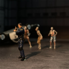 Classic 1/64 Scale Resin Model Police Leon Figures Zombies Scene Dioramas Diecast Alloy Car Miniature Collection Hobby Toys