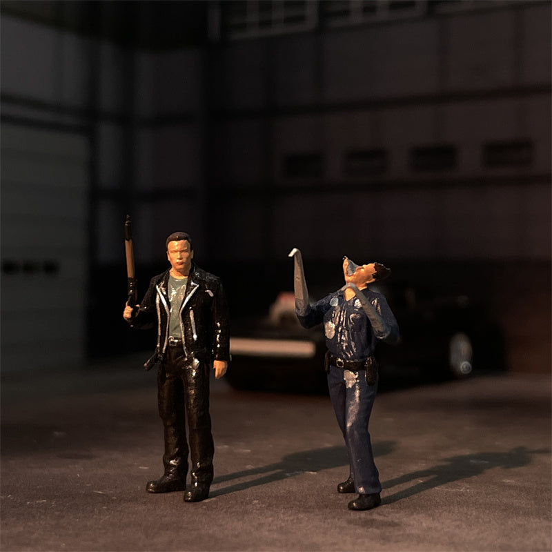 Classic 1/64 Scale Resin Model The Terminator T800 T1000 Figures Dioramas Diecast Alloy Car Miniature Collection Hobby Toys