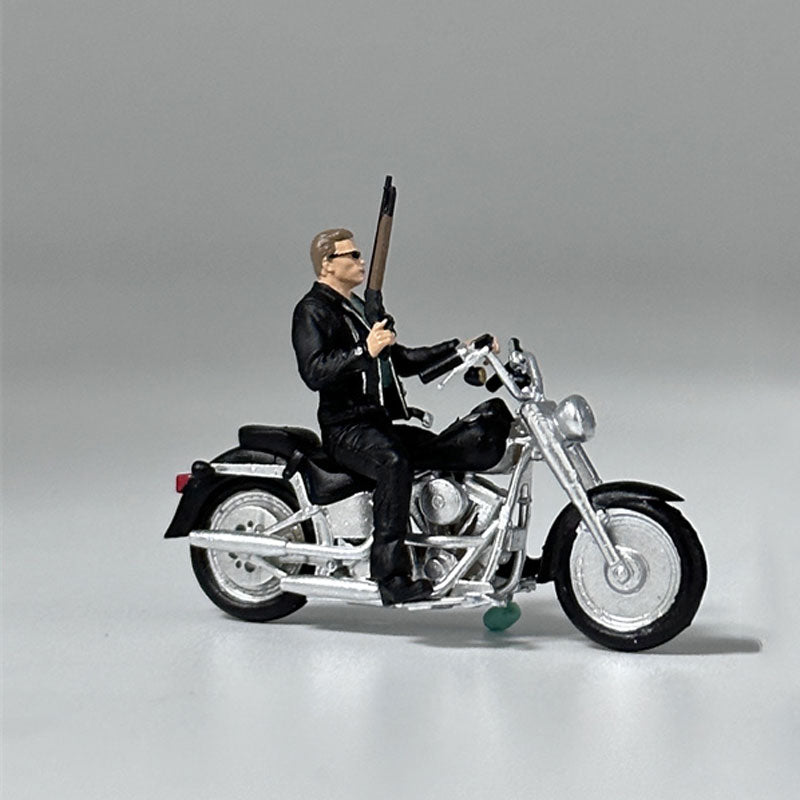 Classic 1/64 Scale Resin Model The Terminator T800 Ride Motorcycle Figures Dioramas Diecast Alloy Car Miniature Collection