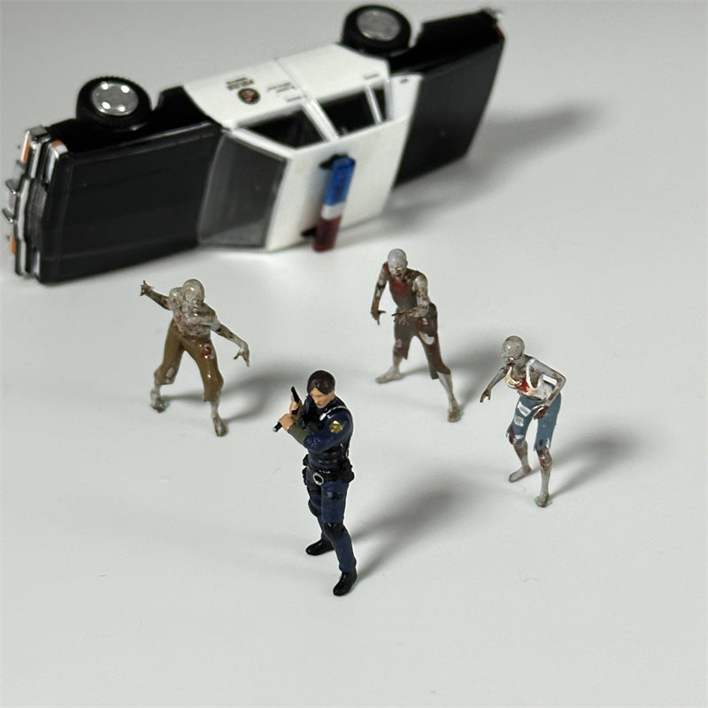 Classic 1/64 Scale Resin Model Police Leon Figures Zombies Scene Dioramas Diecast Alloy Car Miniature Collection Hobby Toys