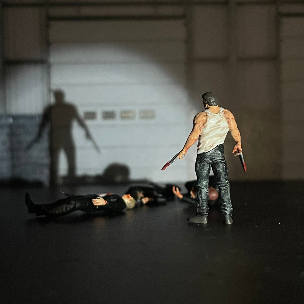 1:64 Scale Model Logan And Killer 4 People Cast Alloy Car Simulation Static Figures Diorama Miniature Fighting Scene Collection