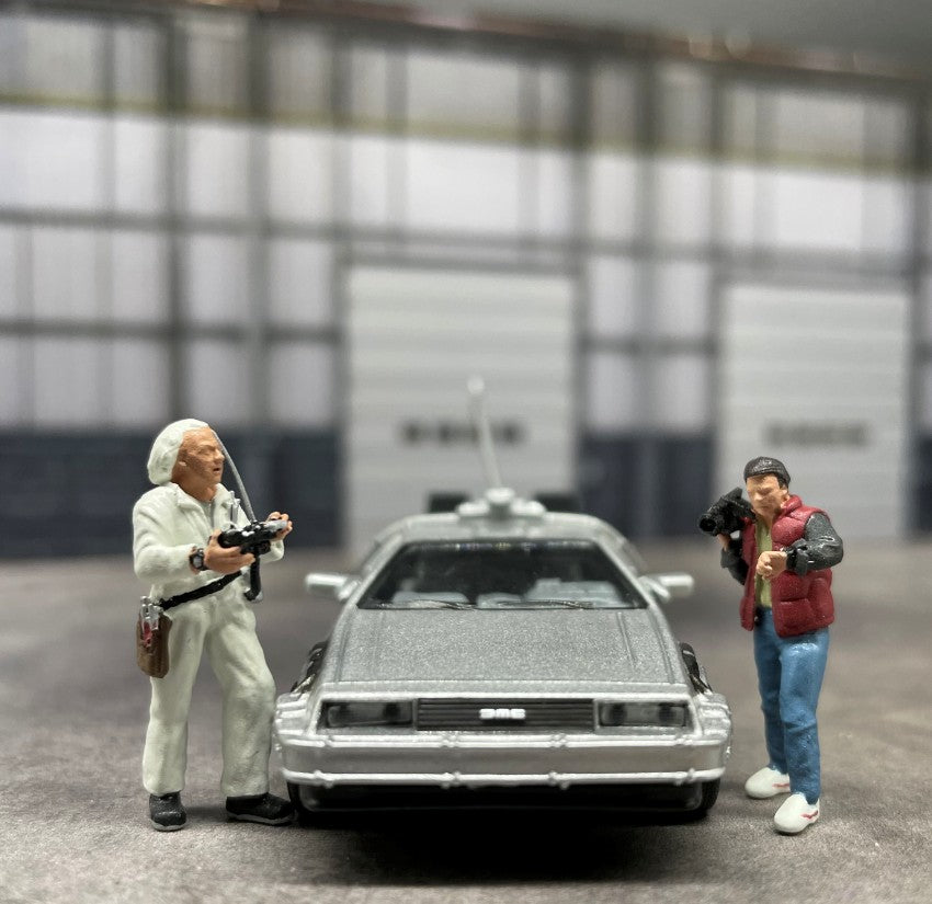 Classic 1:64 Scale Model Back To The Future 2 people Cast Alloy Car Simulation Static Figures Diorama Miniature Scene Collection