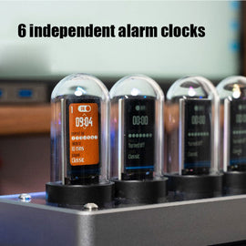 RGB Nixie Tube Clock Vintage Pseudo Glow Tube Digital Clock Steampunk 6 Bit Time Photo Display Bar Atmosphere Room Decoration