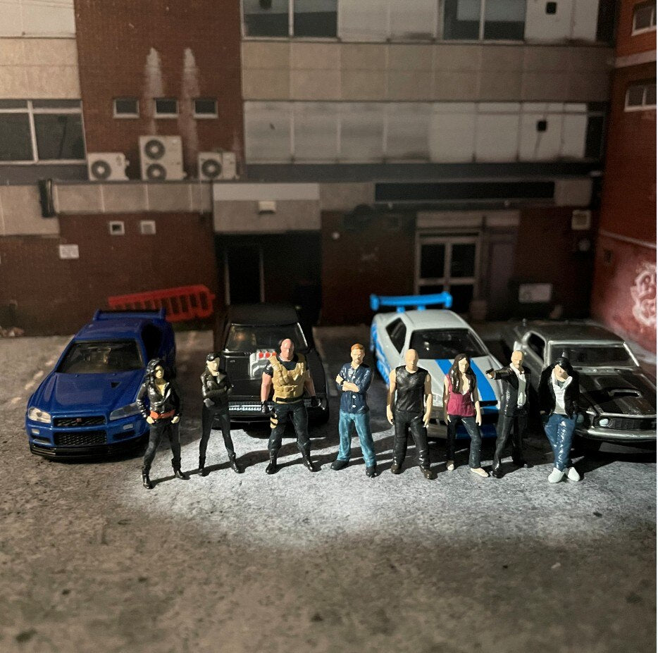 Classic 1:64 Scale Model Fast and Furious 9 people Cast Alloy Car Simulation Static Figures Diorama Miniature Scene Collection