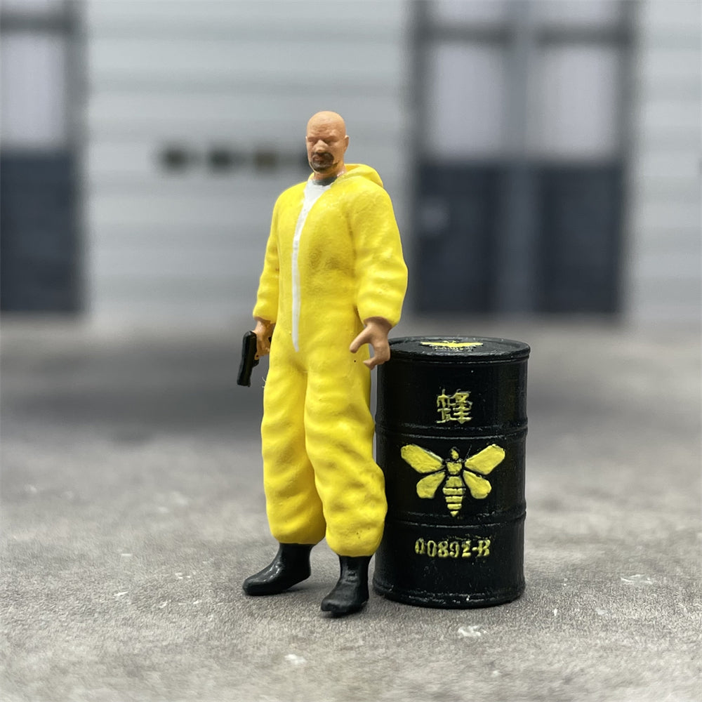 1/64 Scale Model Breaking Bad Walter And Jesse Oil Drum Cast Alloy Car Static Miniature Diorama Character Model Scene Layout