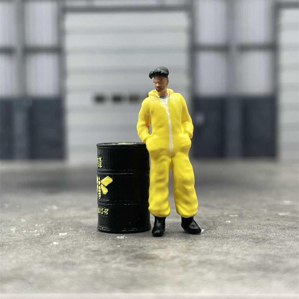 1/64 Scale Model Breaking Bad Walter And Jesse Oil Drum Cast Alloy Car Static Miniature Diorama Character Model Scene Layout