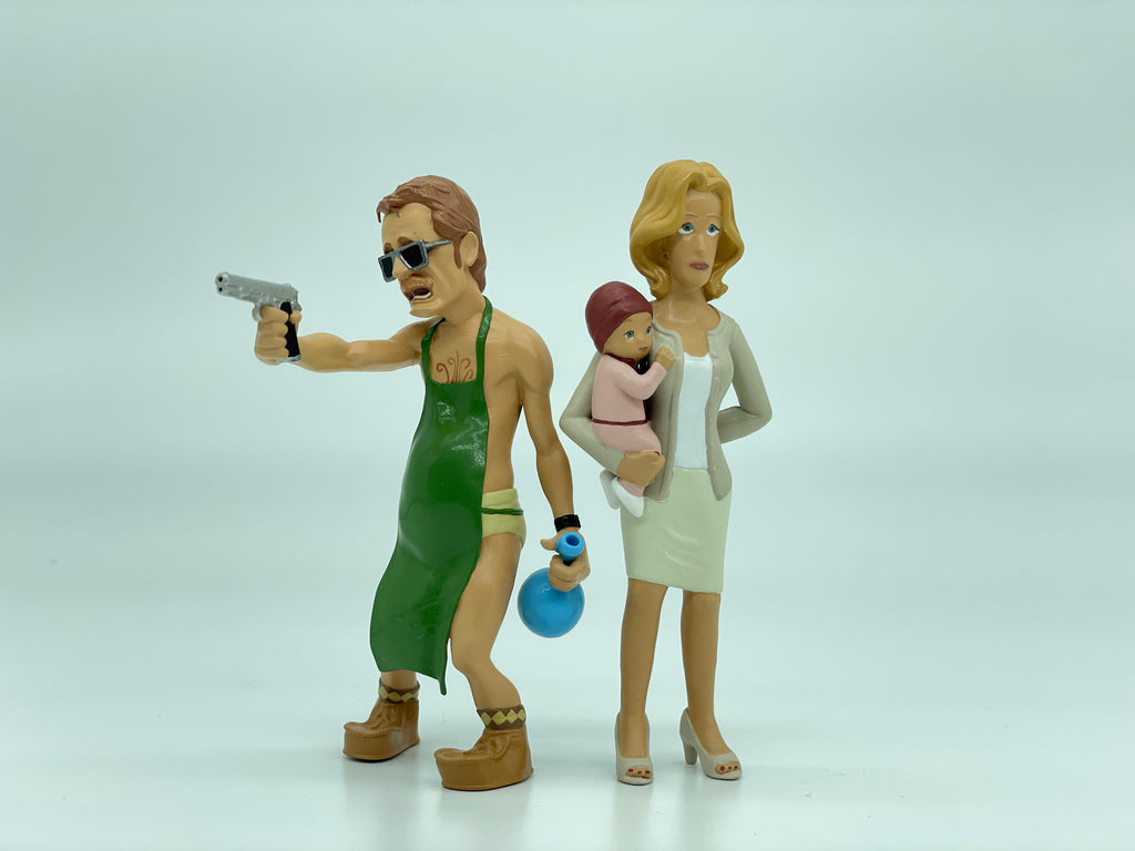 Cartoon Style Breaking Bad Action Figures Walter White and Skyler White Resin Model Movie Character Miniature Figurines Desktop Decoration