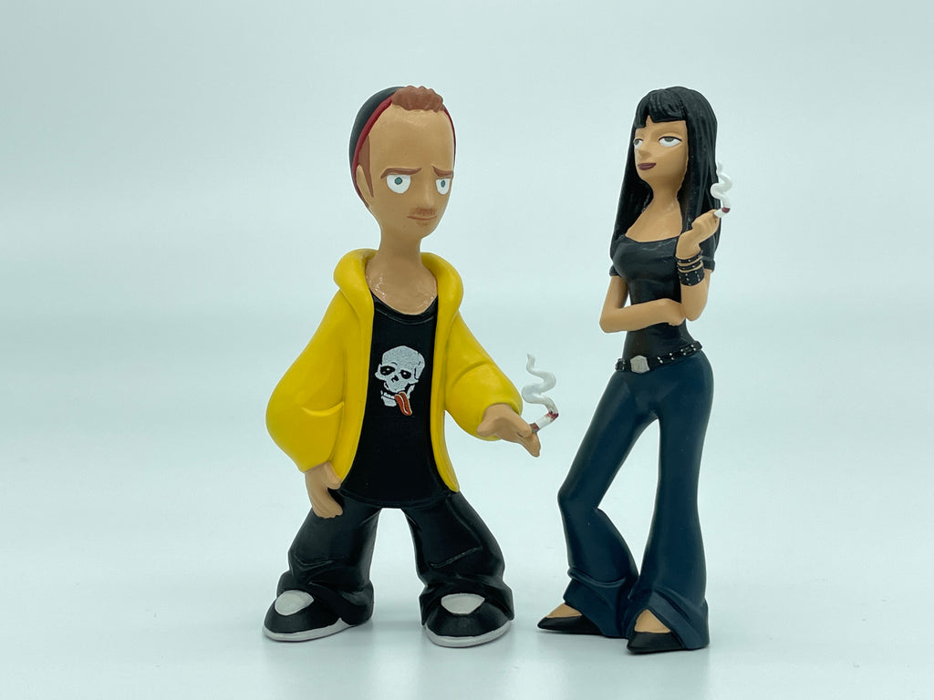Cartoon Style Breaking Bad Action Figure Jesse Pinkman and Jane Margolis Resin Model Movie Character Miniature Figurine Desktop Decoration