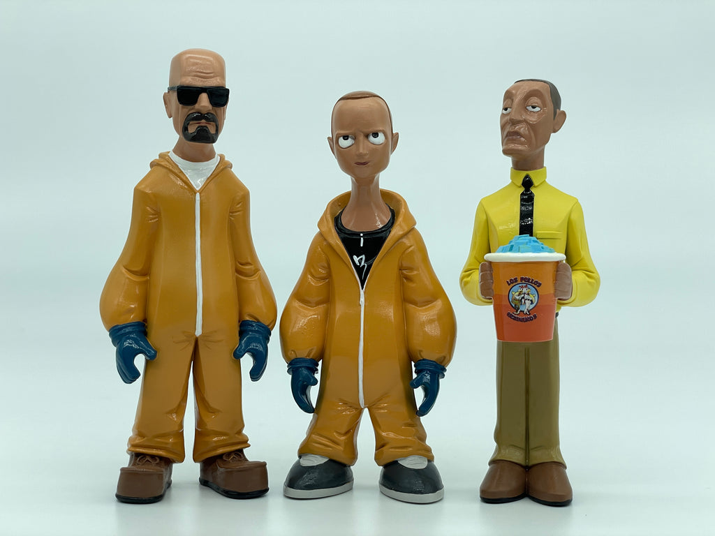 Classic Cartoon Style Breaking Bad Action Figure Cooking Clothes Walter Jesse and Gustavo Resin Model Miniature Figurines Desktop Decoration