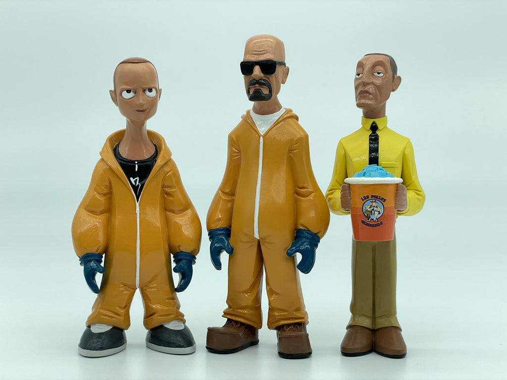 Classic Cartoon Style Breaking Bad Action Figure Cooking Clothes Walter Jesse and Gustavo Resin Model Miniature Figurines Desktop Decoration