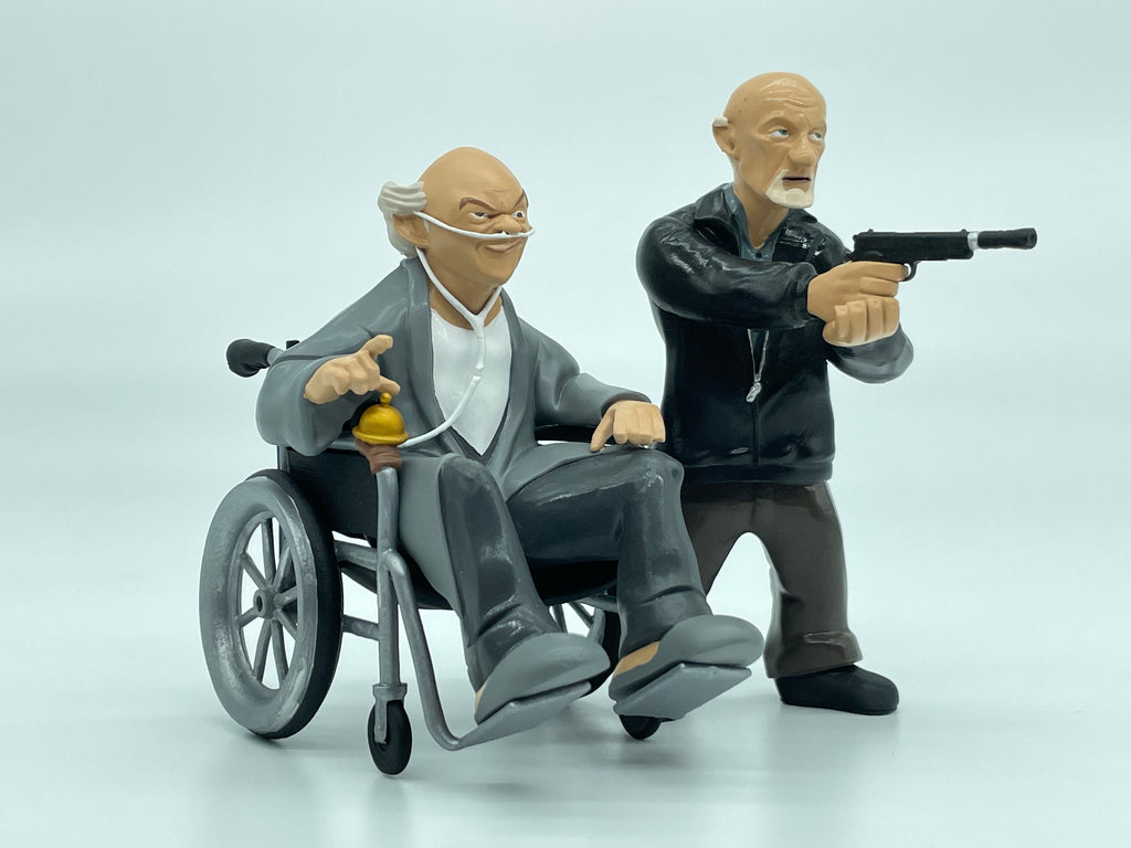 Cartoon Style Breaking Bad Action Figure Mike Ehrmantraut and Hector Salamanca Resin Model Movie Character Miniature Figurine Decoration