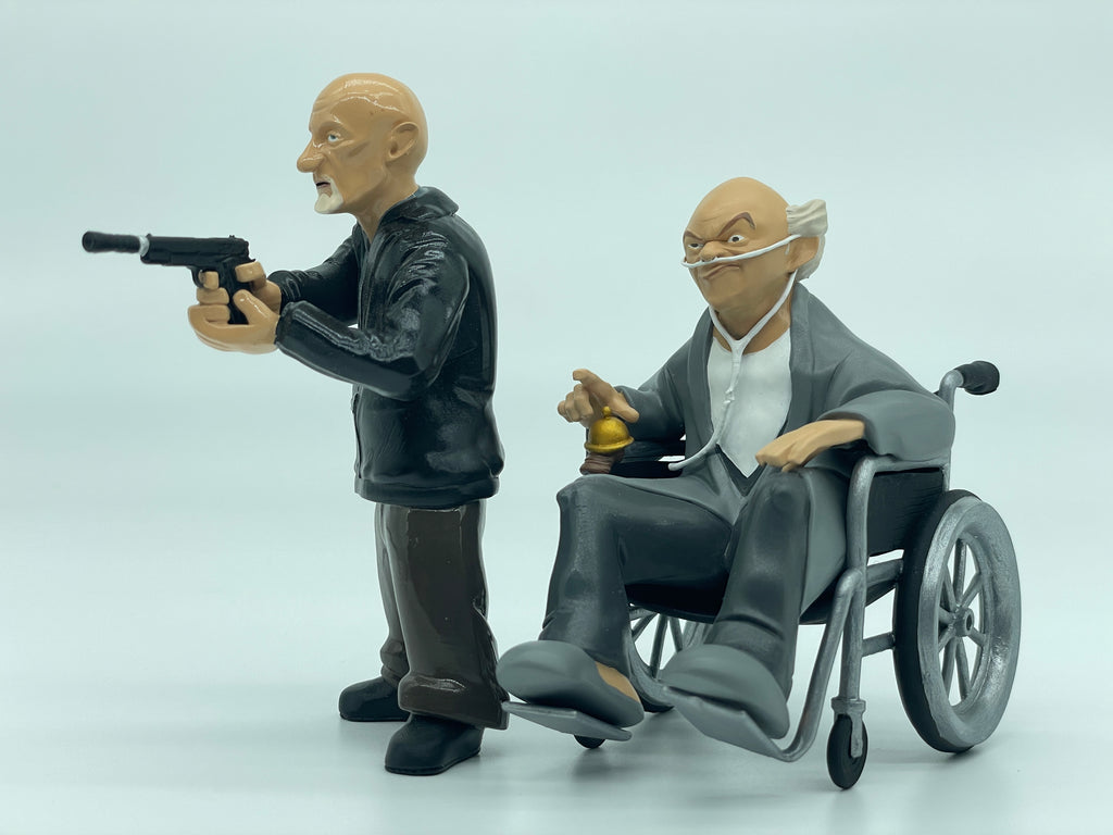 Cartoon Style Breaking Bad Action Figure Mike Ehrmantraut and Hector Salamanca Resin Model Movie Character Miniature Figurine Decoration