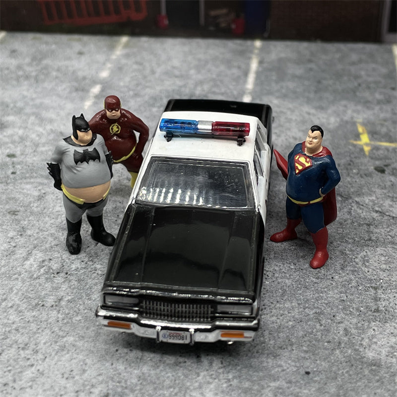 1/64 Scale Figures Fat Retired Superhero Cast Alloy Car Static State Miniature Dioramas Kawaii Character Model Scene Layout