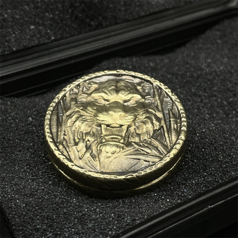 Vintage Brass Tiger Pattern Magnetic Haptic Coins EDC Fidget Toys Anti-stress Toys Autism ADHD Hand Spinner Stress Relief