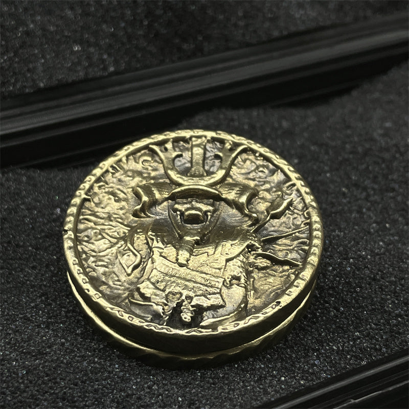 Japanese Samurai Vintage Brass Haptic Coins EDC Fidget Toy Anti Stress Toy ADHD Hand Spinner Anxiety and Stress Relief for Adult