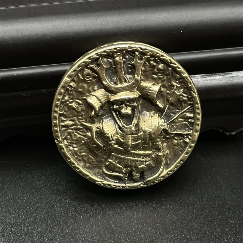 Japanese Samurai Vintage Brass Haptic Coins EDC Fidget Toy Anti Stress Toy ADHD Hand Spinner Anxiety and Stress Relief for Adult