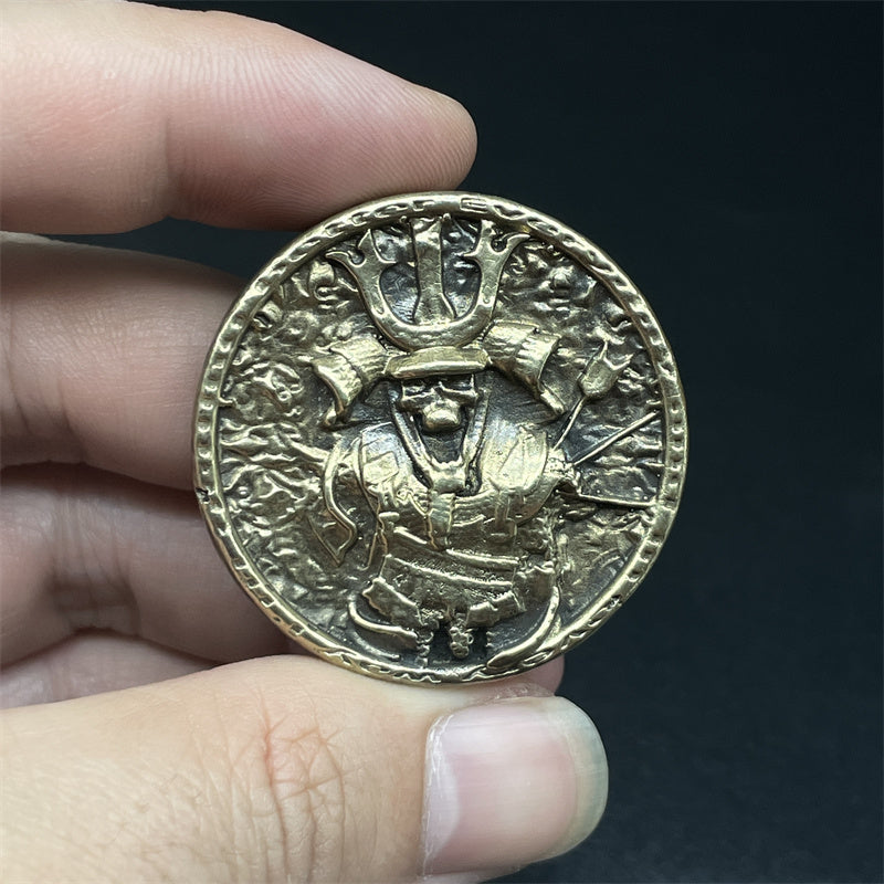 Japanese Samurai Vintage Brass Haptic Coins EDC Fidget Toy Anti Stress Toy ADHD Hand Spinner Anxiety and Stress Relief for Adult