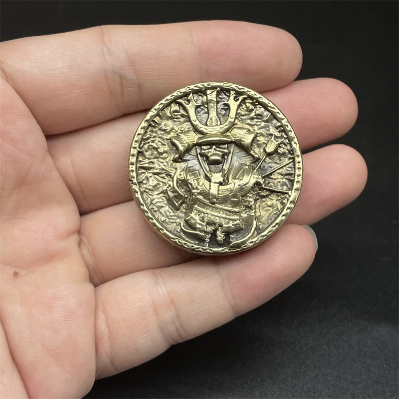 Japanese Samurai Vintage Brass Haptic Coins EDC Fidget Toy Anti Stress Toy ADHD Hand Spinner Anxiety and Stress Relief for Adult