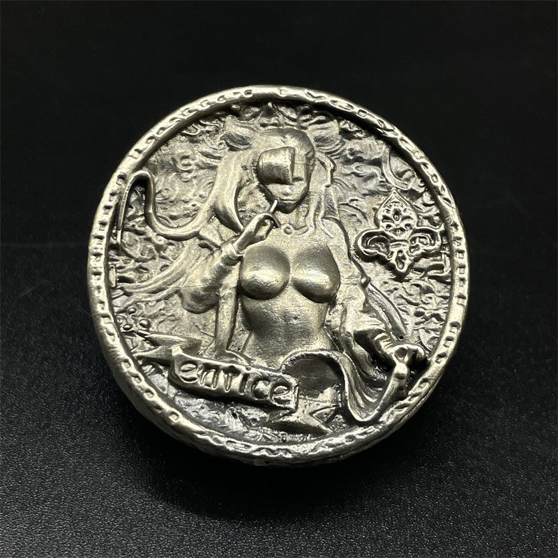Sexy Girl Vintage White Copper Haptic Coins EDC Fidget Toys ADHD Hand Spinner Anxiety and Stress Relief for Adult Cool Stuff