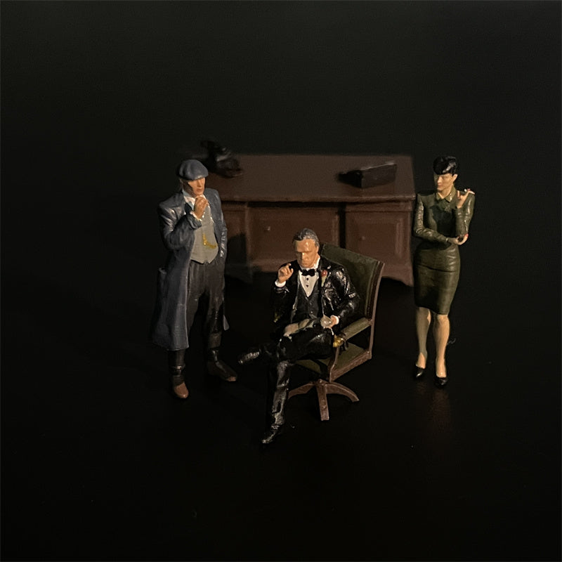 1/64 Scale Model Godfather Vito Corleone and Tommy Shelby Figures Diecast Alloy Car Scene Doll Dioramas Miniature Collection