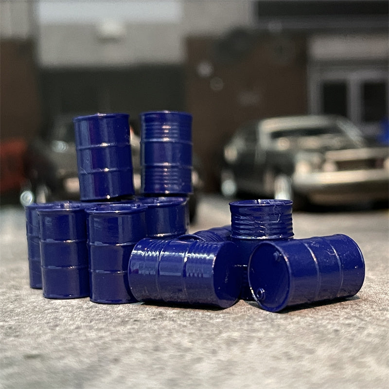 1/64 Scale Resin Model 12Pcs Blue or Green Oil Barrels Diecast Alloy Car Scene Accessories Dioramas Miniature Collection