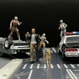 1/64 Scale Figures I Am Legend Will Smith and Dog Zombies Scene Model Cast Alloy Car Static State Miniature Dioramas