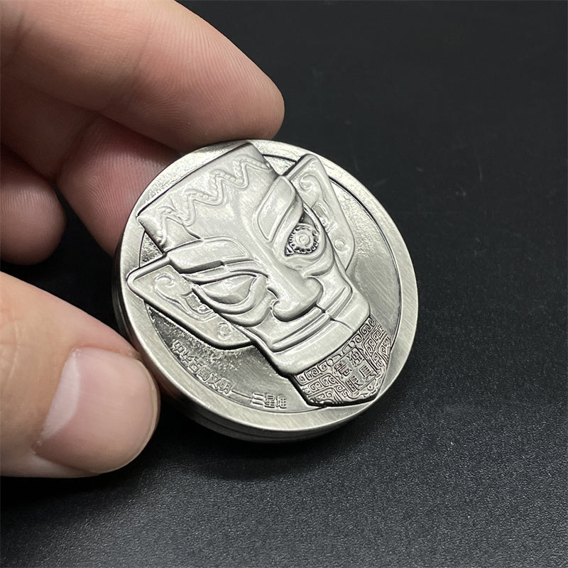 Sanxingdui Mask Fidget Coin Haptic Coin EDC Metal Fidget Toys Autism ADHD Tool Anxiety Stress Relief Toys for Adult