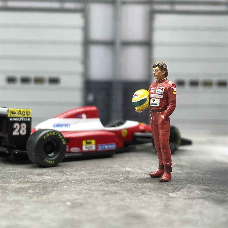 1/64 Scale Ayrton Senna Figures and F1 Racing Car Model Dioramas Diecast Alloy Car Scene Accessories Miniature Collection