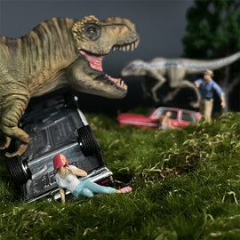 1/64 Scale Resin Model Jurassic World Dinosaur Park Ranger Man Woman Child Figures Diecast Alloy Car Miniature Scene Dioramas