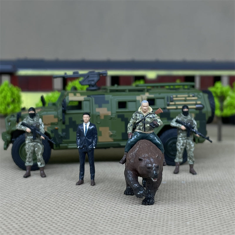 1/64 Scale Figures Putin and Soldiers Dioramas Military Negotiations Scene Model Cast Alloy Car Creative Miniature Collection