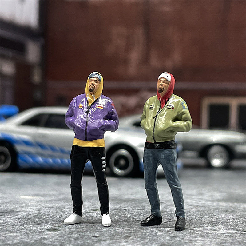 1/64 Scale Model Fashion Arrogant Gangster Cast Alloy Car Static Miniature Diorama Character Model Scene Layout Hobby Toy