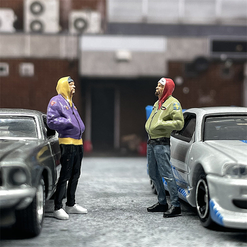 1/64 Scale Model Fashion Arrogant Gangster Cast Alloy Car Static Miniature Diorama Character Model Scene Layout Hobby Toy