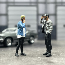 Load image into Gallery viewer, 1/64 Scale Model Fashion Trend HipHop Man Call Phone Cast Alloy Car Static Miniature Diorama Character Model Scene Layout