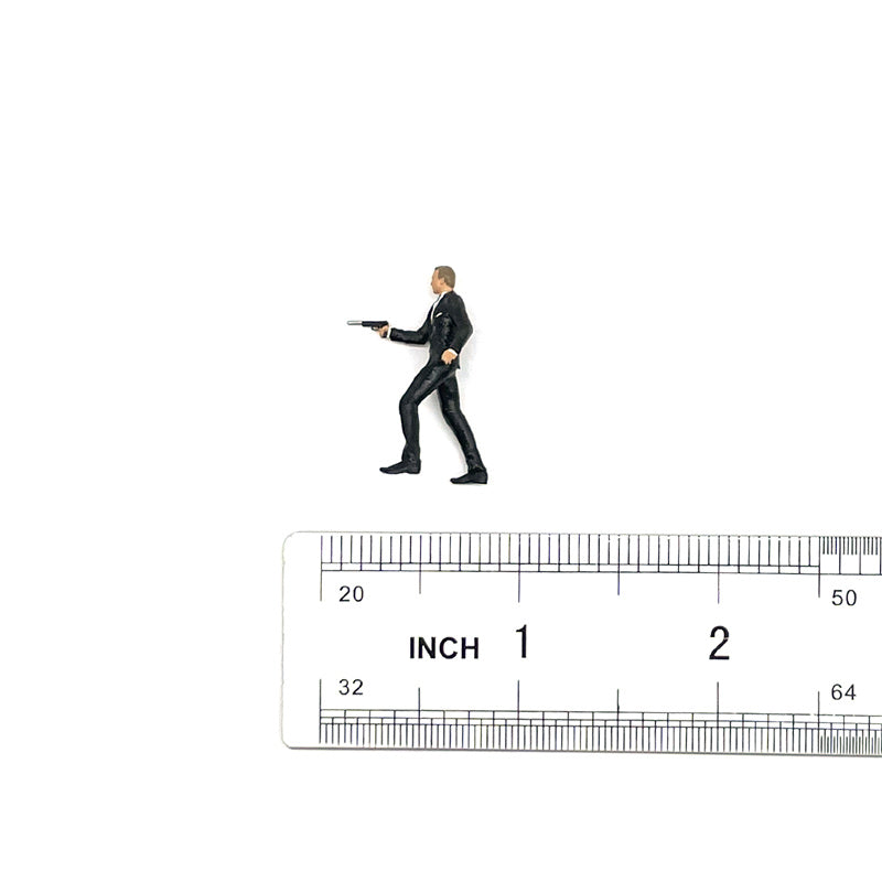 1/64 Scale Model 007 Raise Gun James Bond Cast Alloy Car Static Miniature Diorama Character Model Simulation Scene Collect Hobby
