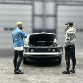 1/64 Scale Model Fashion Trend HipHop Man Call Phone Cast Alloy Car Static Miniature Diorama Character Model Scene Layout