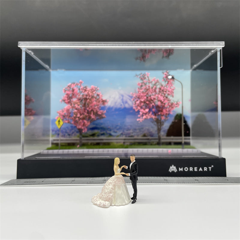 1/64 Scale Resin Model Romantic Wedding Under Mount Fuji Wedding 2 Figures Diecast Alloy Car Scene Dioramas Miniature Collection